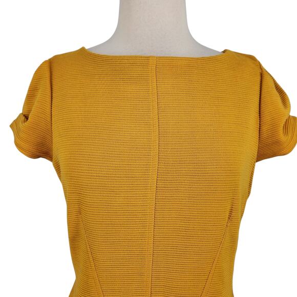 NEW Closet London Yellow Pleated Sleeve Pencil Sheath Dress Size Medium NWT! - Picture 5 of 12